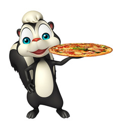 Skunk cartoon character with pizza