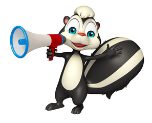 fun Skunk cartoon character with loud speaker