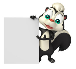 Skunk cartoon character with display board