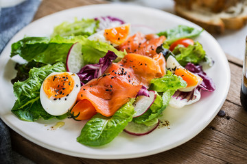 Smoked Salmon with boiled eggs salad
