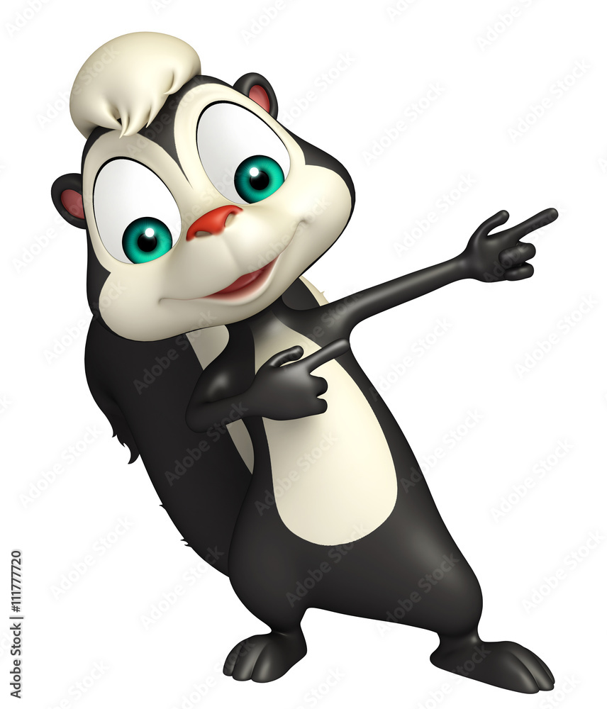 Sticker pointing Skunk cartoon character