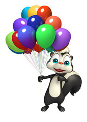 fun Skunk cartoon character with baloon