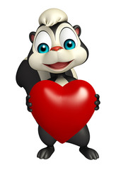 Skunk cartoon character with heart