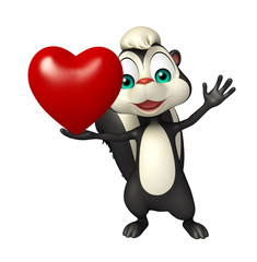 Skunk cartoon character with heart