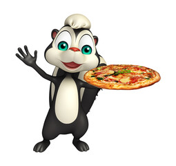 Skunk cartoon character with pizza