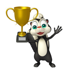fun Skunk cartoon character with winning cup