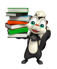 fun Skunk cartoon character with book
