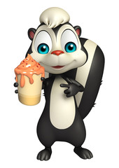 cute Skunk cartoon character with ice-cream