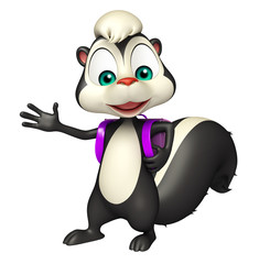 Skunk cartoon character with school bag