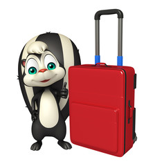 cute Skunk cartoon character with travel bag