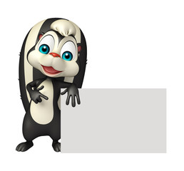 Skunk cartoon character with display board