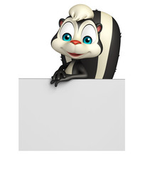 Skunk cartoon character with display board