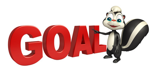 fun Skunk cartoon character with goal sign