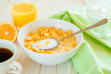 Breakfast with corn flakes