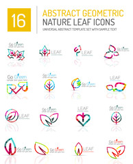 Geometric leaf icon set