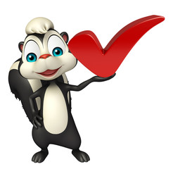 Skunk cartoon character  with right sign