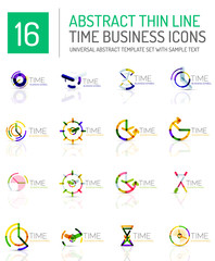Geometric clock and time icon set
