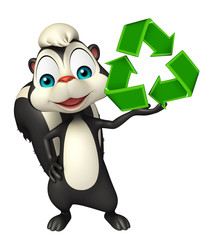 Skunk cartoon character with recycle