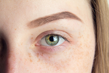 Expressive, significant eye, perfect shape of eyebrow after correction, beauty salon, pull out,...