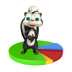 cute Skunk cartoon character with circle sign