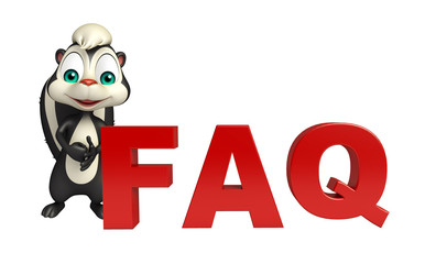 cute Skunk cartoon character  with faq sign