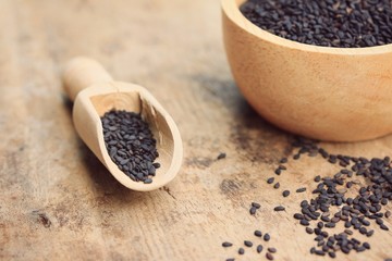 Dry black sesame seeds