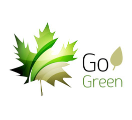 Abstract eco leag logo design made of color pieces - various geometric shapes