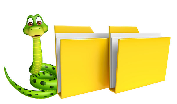  fun Snake cartoon character with folder