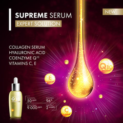 Fototapeta premium Coenzyme Q10 collagen serum essence drops