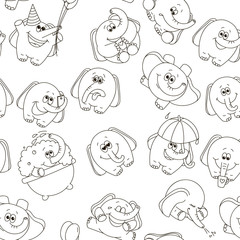 Seamless elephant pattern on a white background