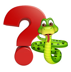 Obraz premium cute Snake cartoon character with question sign