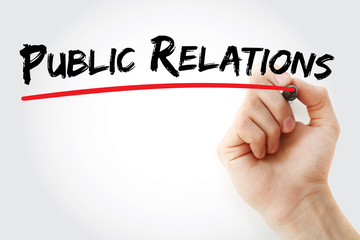 Fototapeta premium Hand writing Public Relations with marker, business concept