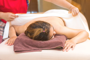 Obraz na płótnie Canvas Asian woman having massage and spa salon Beauty treatment 