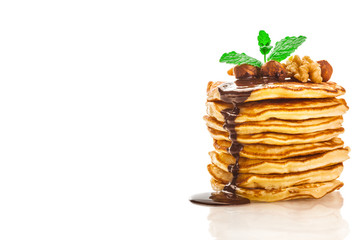 Pancakes with chocolate and nuts
