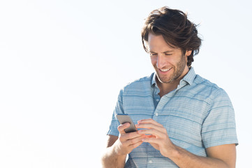 Man texting on phone