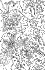 Hand-drawn floral doodle background