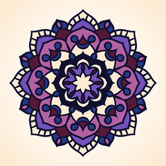 Flower Mandala. Ethnic pattern. Round Mandala of lines. Vector l