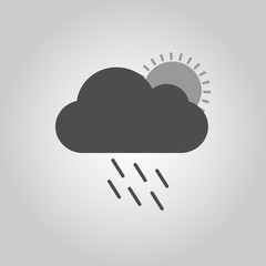 Cloud with rain and sun, the icon for the weather pattern. Vector illustration.