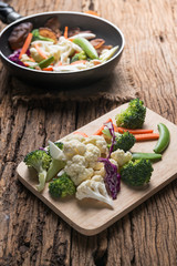 mix vegetable on wood plate