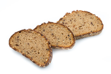 Rye bread isolated on white background.