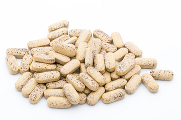 Alternative Medicine. Vitamin capsules. Homeopathic supplement.