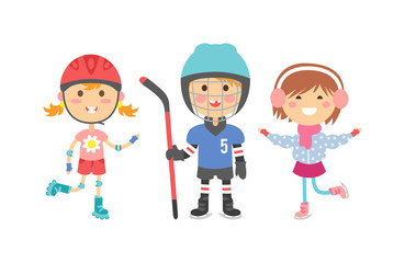 Sport kids vector illustration.