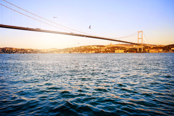 Bosphorus Bridge over the blue water