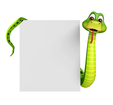 fun Snake cartoon character with board
