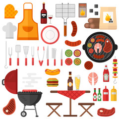 BBQ barbecue icons vector illustration.