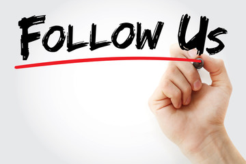 Hand writing Follow Us with marker, business concept