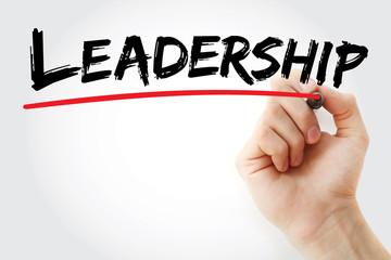 Hand writing Leadership with marker, business concept