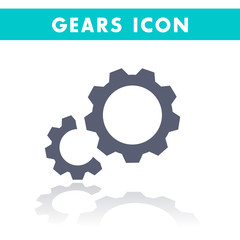 Gears icon isolated on white, vector illustration