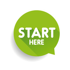 Start here button speech bubble green