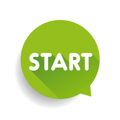 Start button speech bubble green